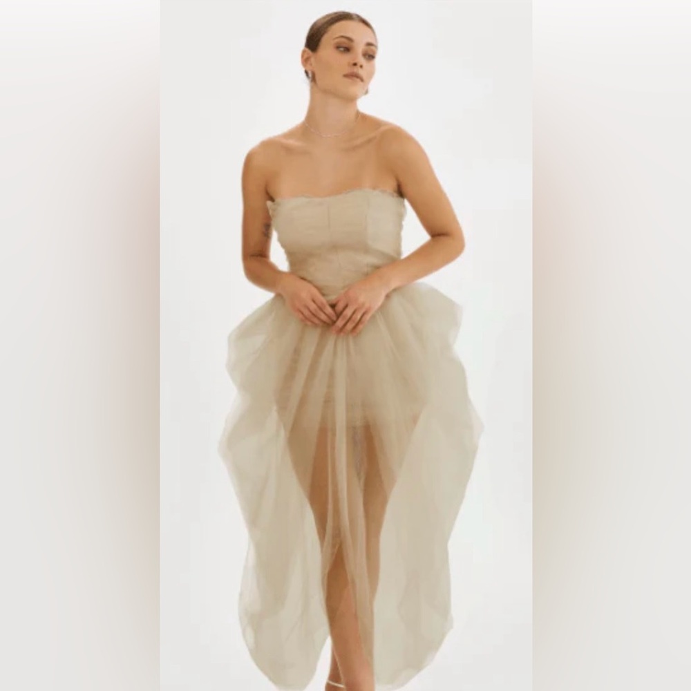 Lamarque Pixie Tulle Dress in Light Beige EUC
